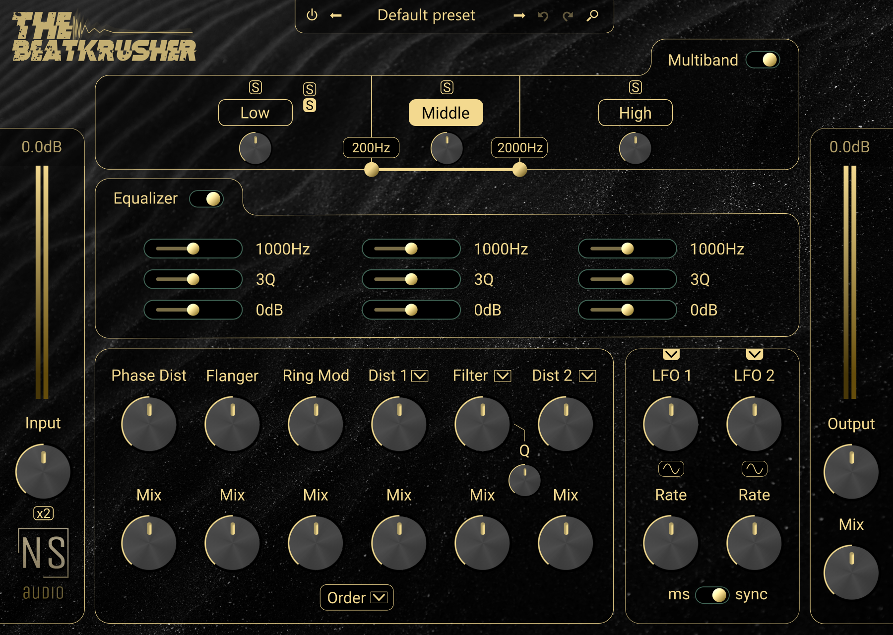 The graphical user interface for The BeatKrusher, a digital audio effect plugin